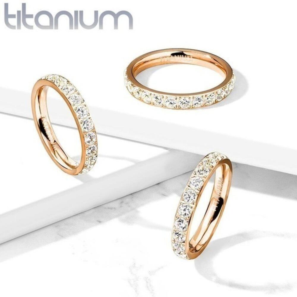 Women's new tituiam CZ rose gold band ring women size 5